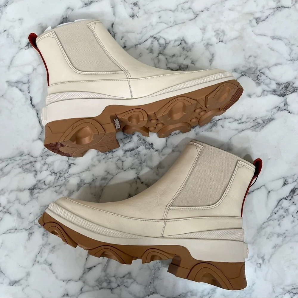 SOREL BREX Chelsea Waterproof Ankle Boots Natural Sea Salt Ivory Beige